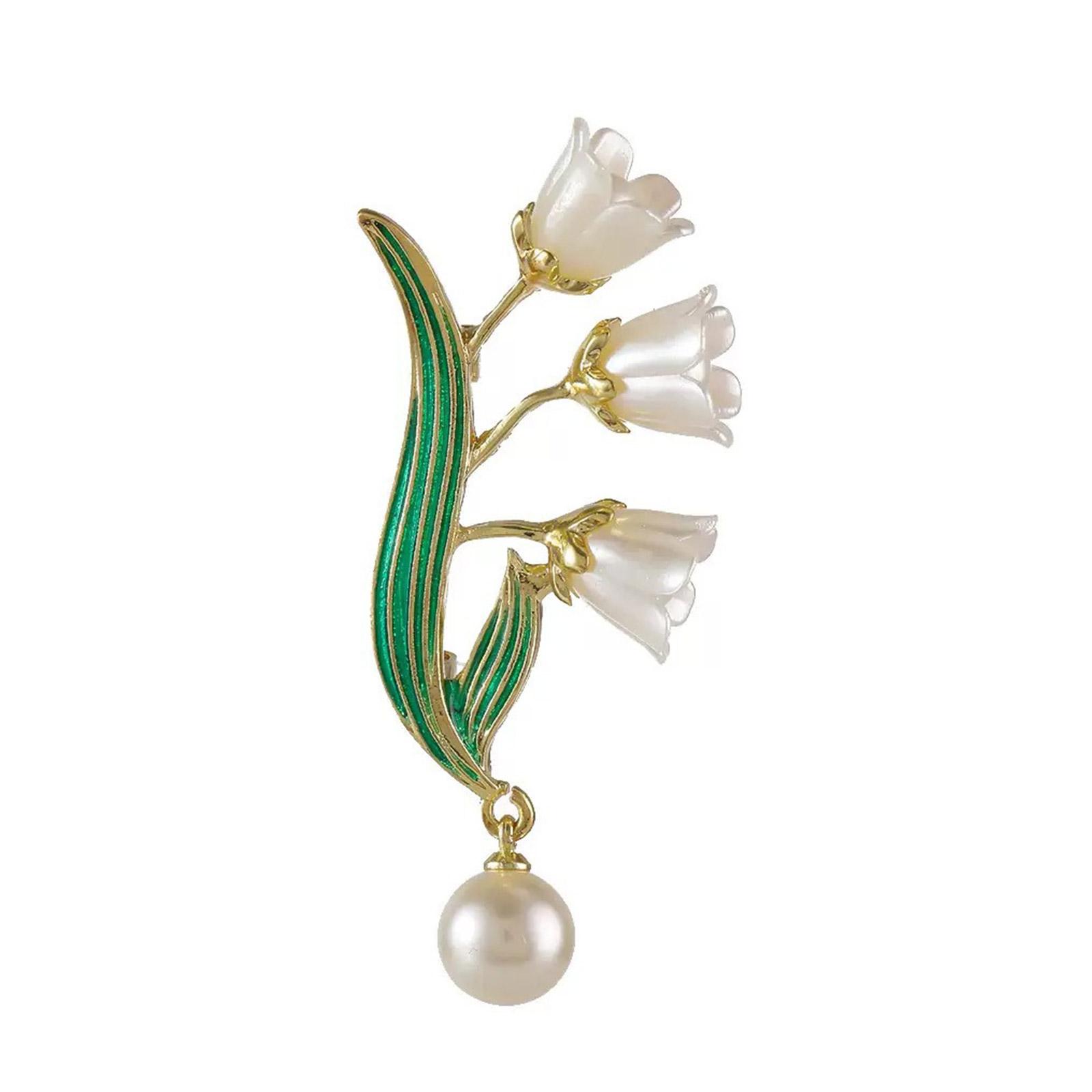 

Elegant Lilys of The Valley Brooch Portable Floral Designs Secure Clasp for Formal Event