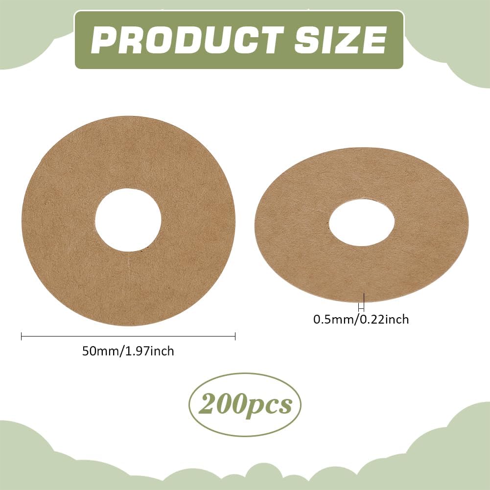 FINGERINSPIRE 200 Pcs Paper Drink Name Tags for Wine Glasses 2inch Round Tan/White Color Wine Glass Marker Blank Wine Glass Charm Cocktail Champagne