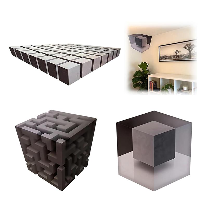 New Optical Illusion Wall Art Big Size 50cm*50cm/19.69in*19.69in3D Corner Wall Decal – Impossible Corners Inspired Peel