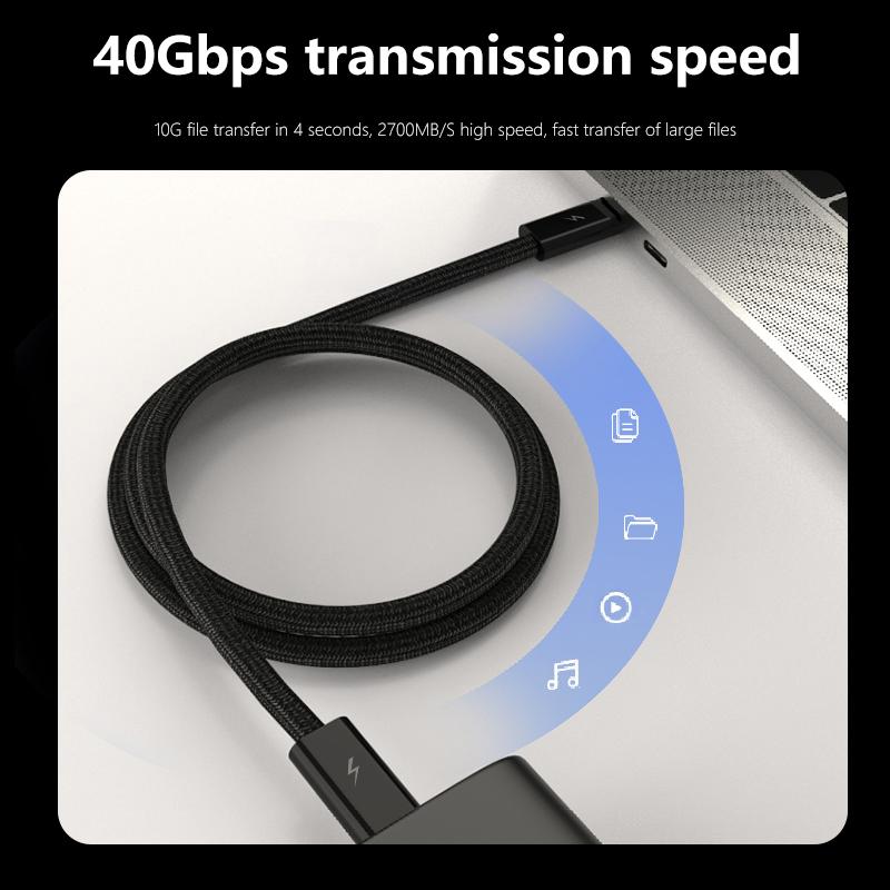 PD240 Watts Fast Charge Thunderbolt 4 Type-C Cable 5A 40Gbps Braided Nylon Jacket Supports 8K60Hz Video Output Camera