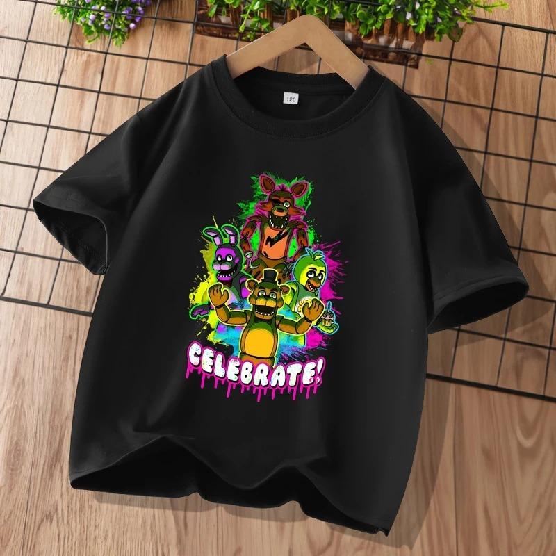 Cartoon Five Nights At Freddys Kids T-shirts FNAF Graphic T-shirt Children Casual Sports Tops Short Sleeves Kids Clothing