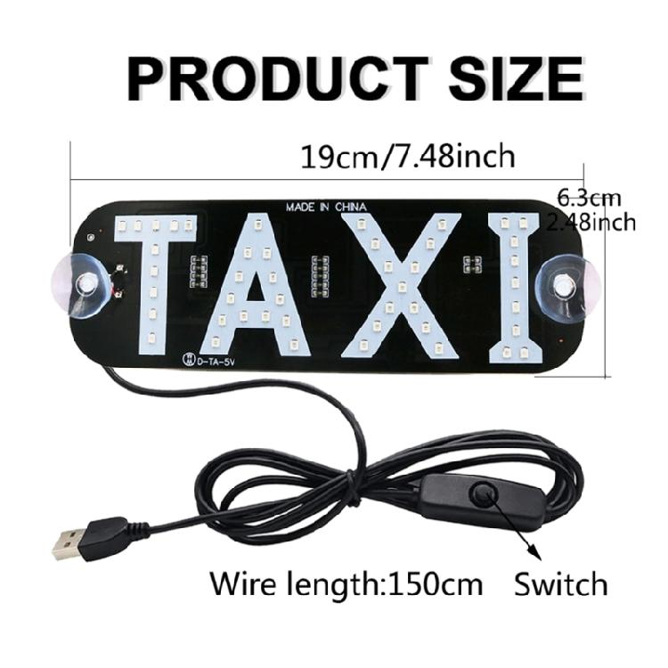 USB Taxi Top Light Roof Taxi Sign Waterproof Taxi Dome Light with Suction Cup