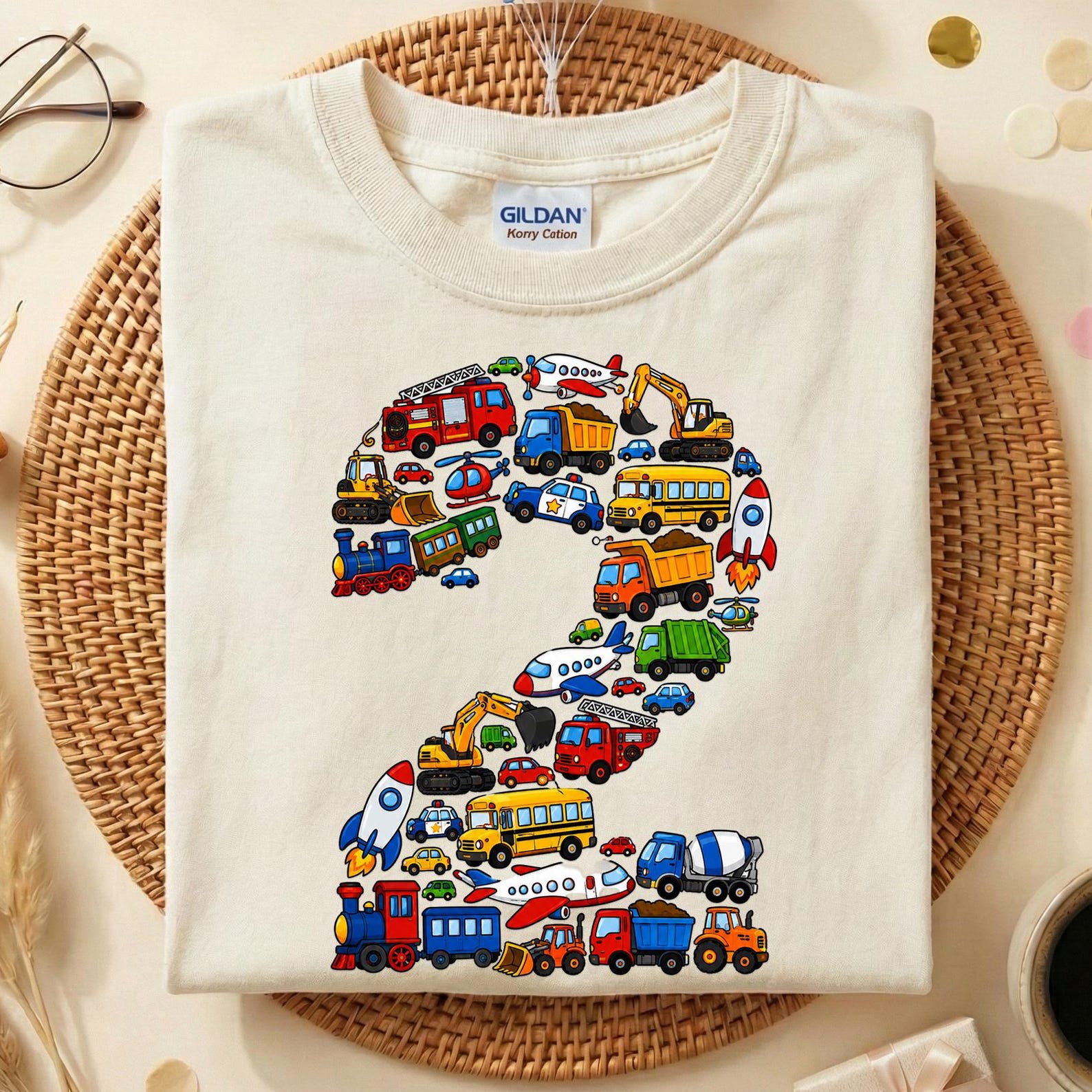 2nd Birthday Transportation Shirt, 2 Year Old Birthday Unisex Tee, Vehicle Birthday Shirt, Second Birthday Boy Cars Trucks Party Gift 110