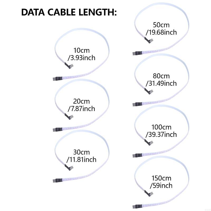 Type C to USB-C Slim 90 Angled Adapter Cable Power Bank Flexible Cable FPC PD Charging Data Cable Type-C Bend Flat Silicone Wire