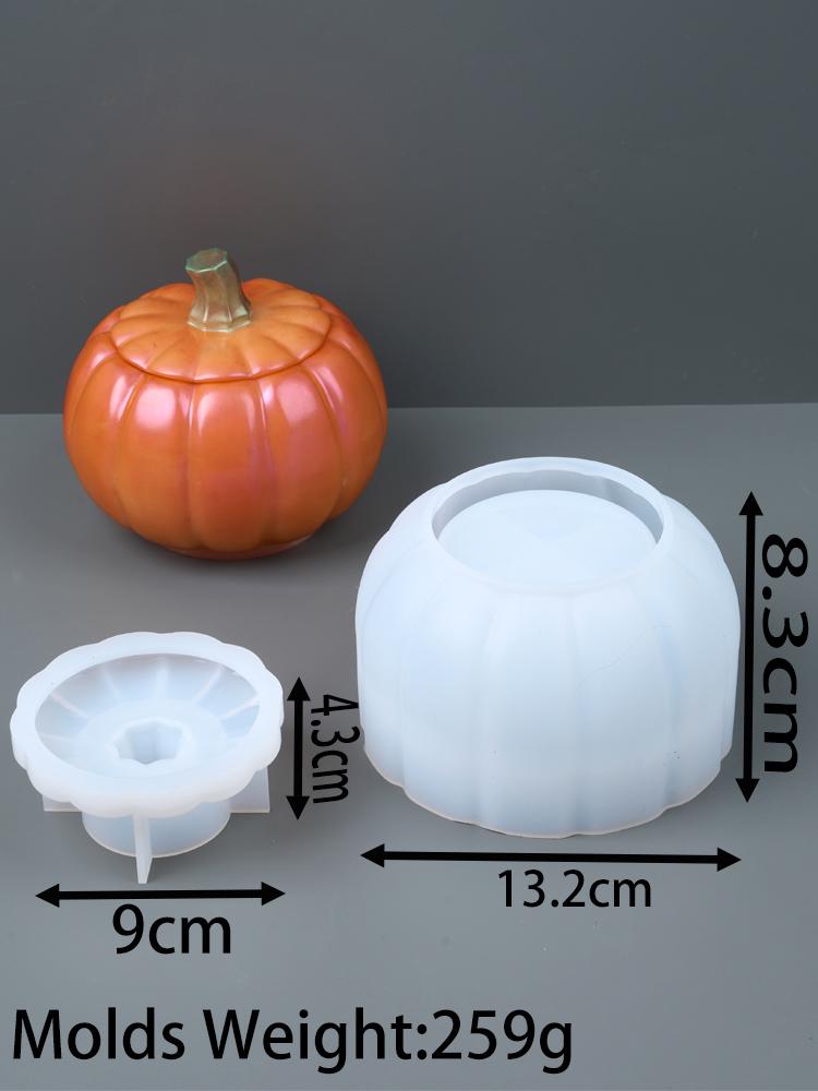 3D Large Pumpkin Storage Box Silicone Mold Plaster Candle Jar Making Mould Handmade Flowerpot Resin Molds Halloween Decor Gifts