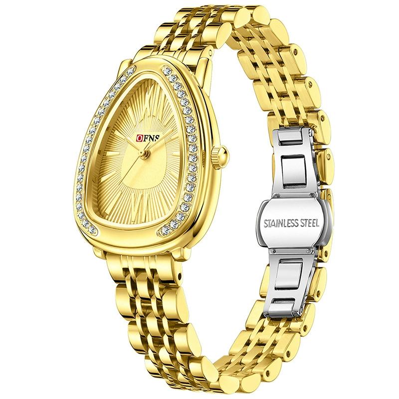 

SANDA Модные женские кварцевые часы в стиле ретро с инкрустированным бриллиантами змеиным циферблатом, водонепроницаемые женские кварцевые часы золотой