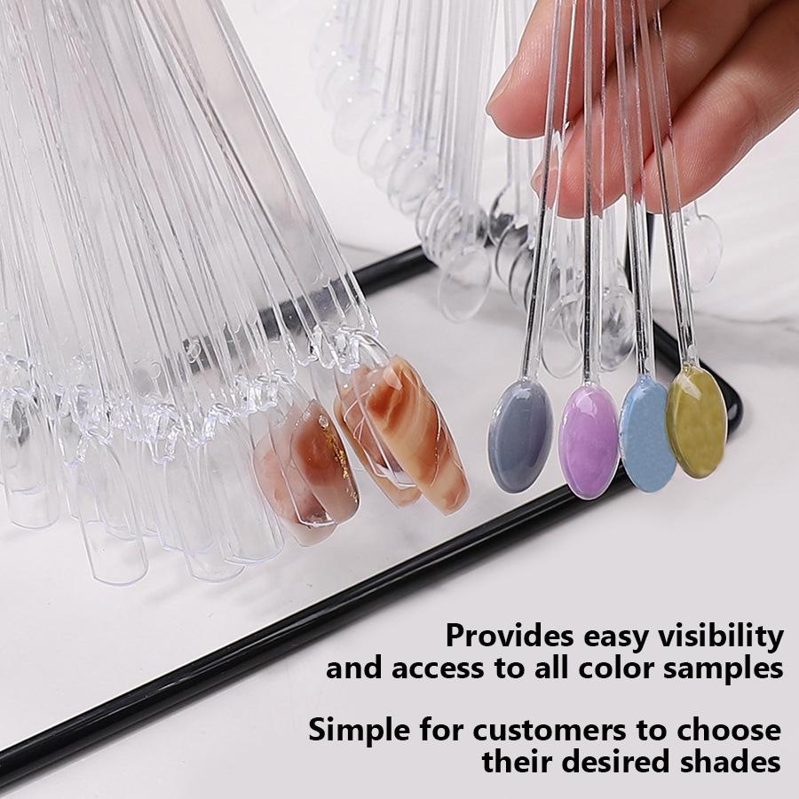 Stylish Nail Art Display Rack for Nail Color Samples and Swatches Showcase, Fan-Shaped Color Chart Stand