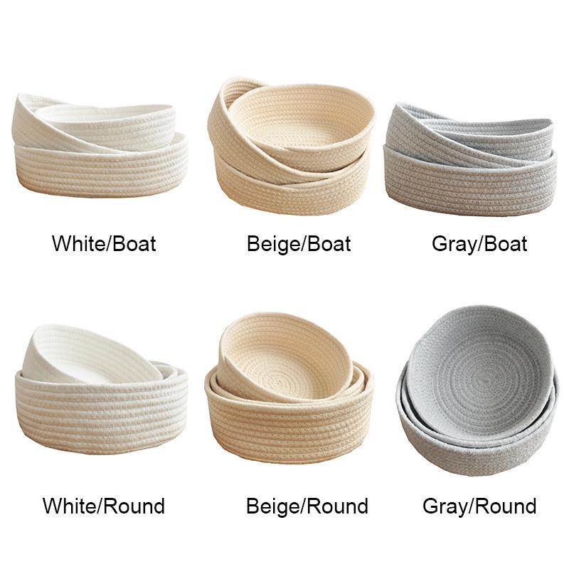 Hand Woven Basket Laundry Basket Storage Office Sundries Handmade Knitting Cotton Hamper