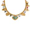 Yhpup 2025 Exquisite Stainless Steel Ceramic Beads Heart Love Drop Necklace High Quality Golden Charm Jewelry Recommend