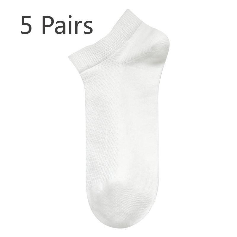 5 Pairs of Women's Summer Cotton Breathable Mesh Boneless Deodorant Wicking Sweat Low Top Boat Socks