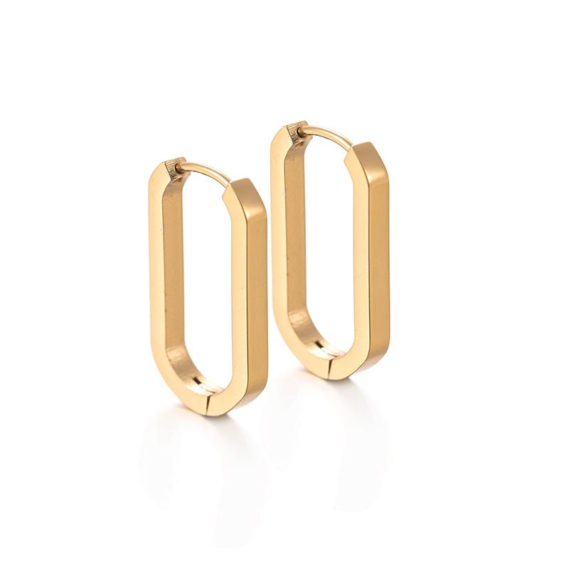 Glossy Stainless Steel Hoop Earrings For Women Men Hip Hop Steapunk Round Oval Heart Black Gold Silver Color Huggie Jewelry Gift