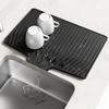 Sloped Silicone Counter Mats For Dishes Utensils Heat Resistant Drying Pad With Built In Water Drainage