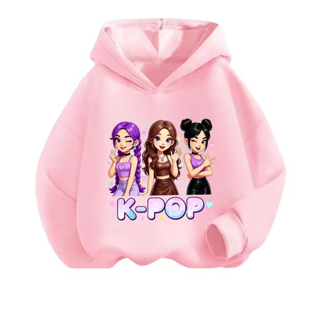 Kids' Retro Anime K-Pop Hoodie - Long Sleeve, Spring/Autumn Casual Wear for Boys & Girls