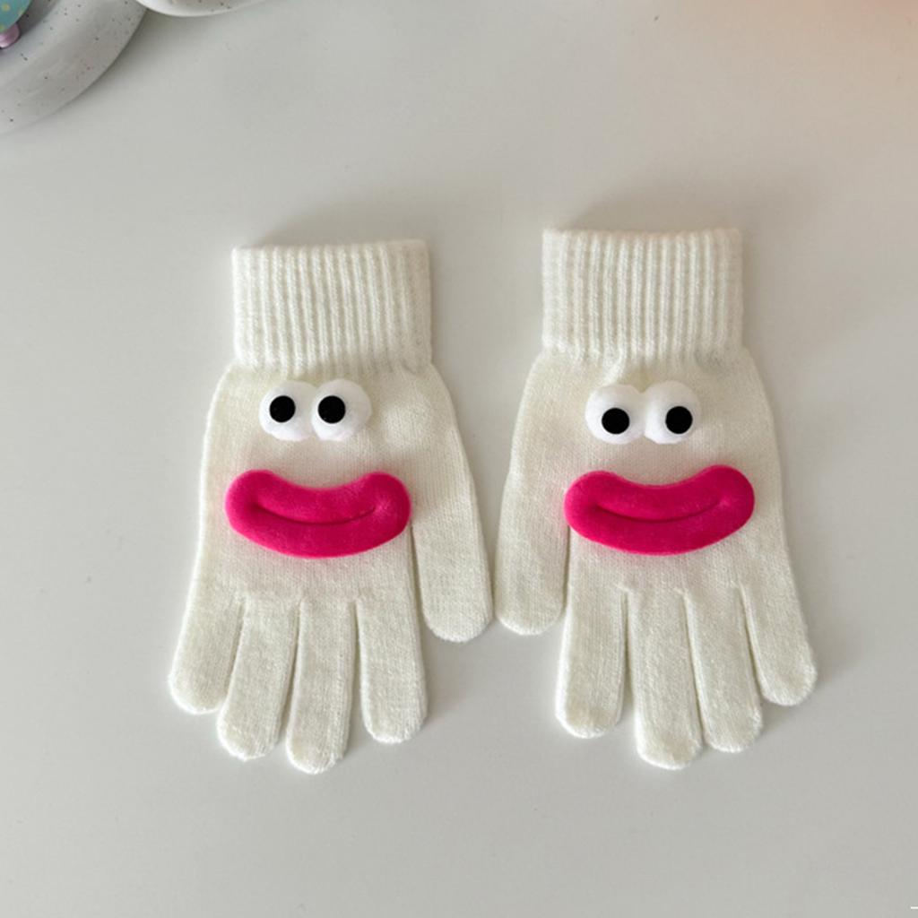 Damen Lustige Handschuhe, Warm Und Niedlich Cartoon Wurstmaul, Fingerfrei, Split-Finger, Fleecefäustlinge