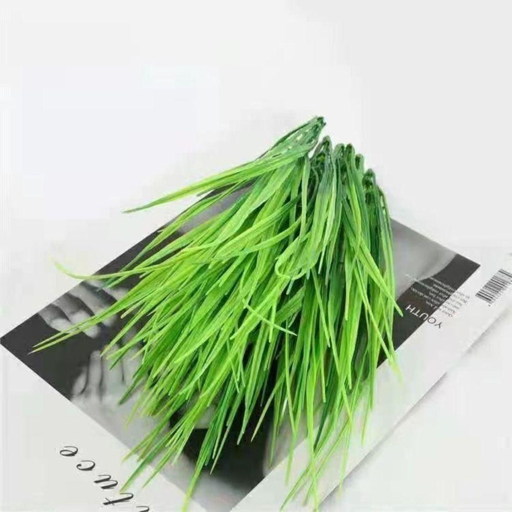 24Pcs UV Resistant Fake Greenery Green Artificial Grass Bundles Artificial Spring Grass  Home Decor