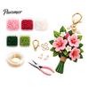 DIY Bouquet Keychain Set Handmade Flower Craft Set, Beaded Making Handicraft Material Pack Kit, Complete Kit for Bag Charm Decorative Pendant