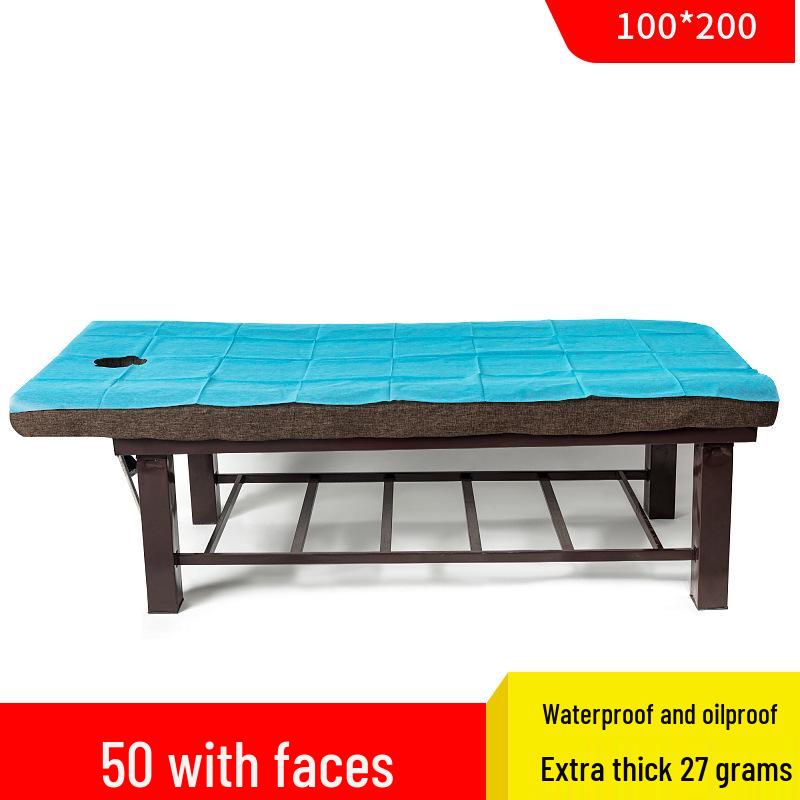 Vodotěsné a olejivzdorné jednorázové prostěradla na masážní lehátko s otvory, ideální pro kosmetické salony, zesílené, 50 kusů.