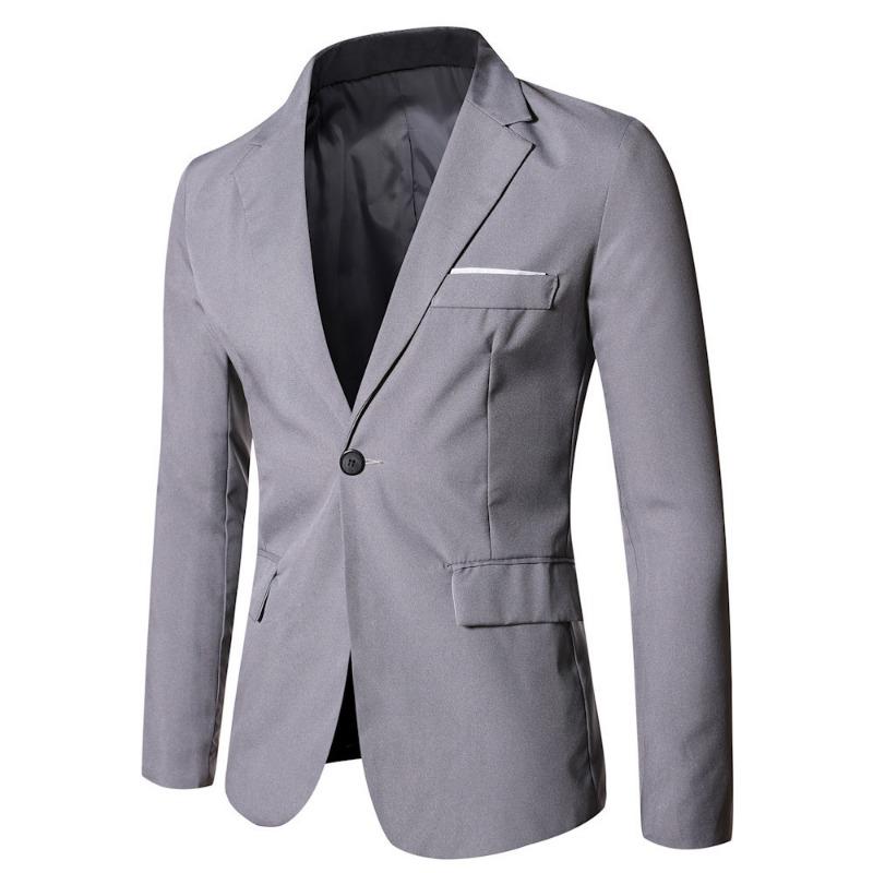 Men S Slim Fit Casual Suit Jacket Long Sleeve Solid Color