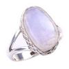 Anillo Hecho a Mano de Plata de Ley 925 con Piedra Lunar Arcoíris Natural Talla S.7 z1g54