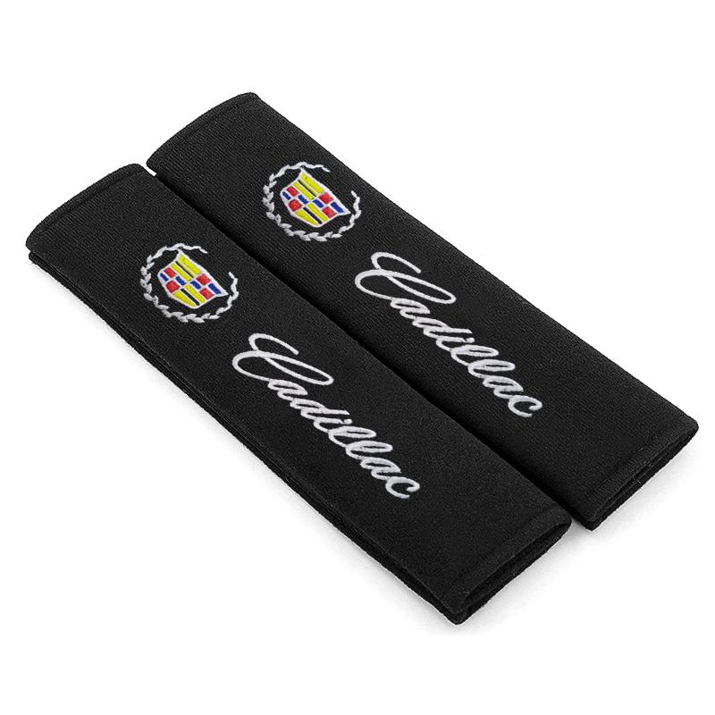 Cotton Car Emblem Badge Seat Belt Cover Shoulder Protection Cushion For Cadillac CT4 Seville ATS Celestiq Ciel Escala SRX XT6 EV XLR ELR Elmiraj EXT