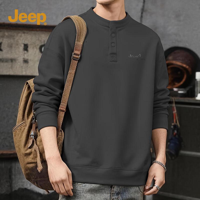 JEEP Men's Henley Collar Long Sleeve Sweatshirt