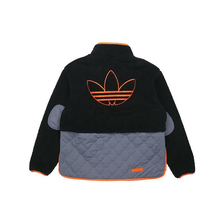 Adidas Originals Big Trefoil Sherpa Fleece Patchwork Casual Sports Thick Jacket Men Jackets Black H09361