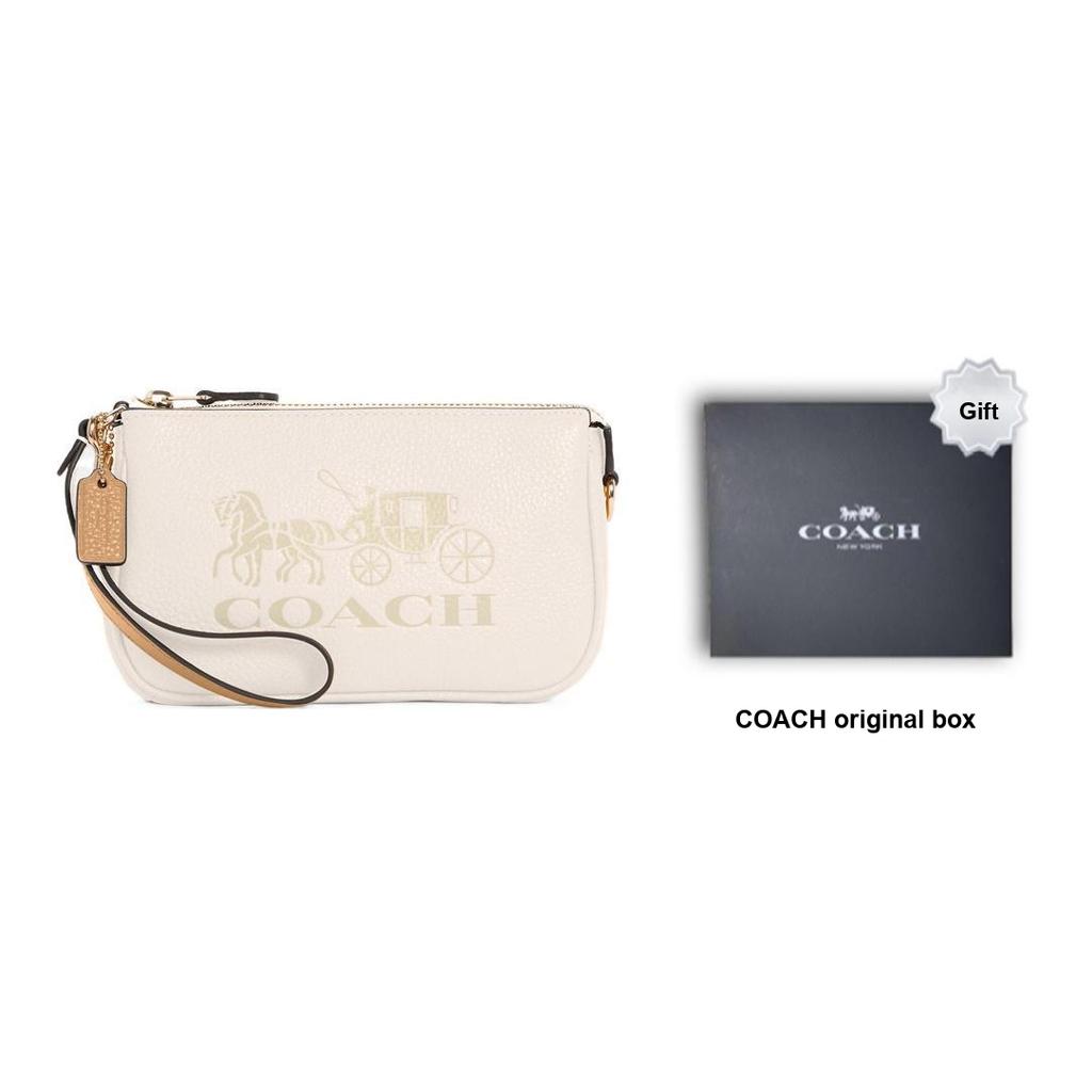 Coach Nolita 19 Classic Horse And Carriage Print Strapless Refined Pebble Leather Wristlet Handbag Small Women Handbag Off-white C4653-IMSQQ