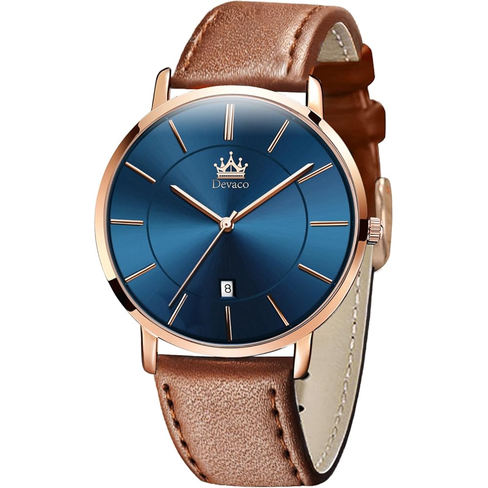 Men s Ultra-Thin 6.5mm Casual Business Watch Japanese Quartz Movement 40mm Dial Genuine Leather Band