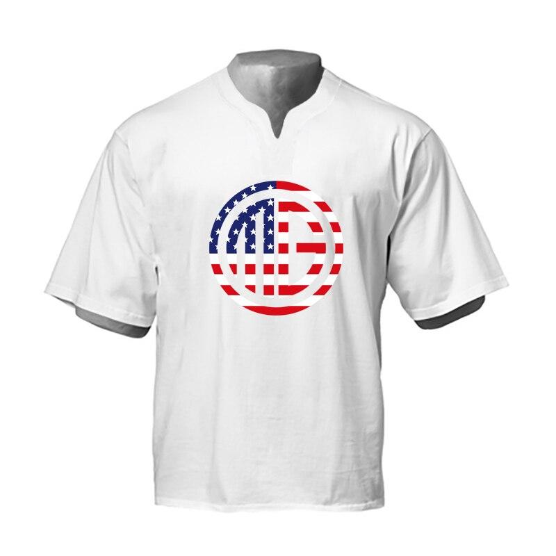 

Muscleguys Мужские летние свободные корейские футболки с рисунком Модные повседневные мужские топы с v-образным вырезом Хлопковая негабаритная удобная футболка с короткими рукавами XXL белый