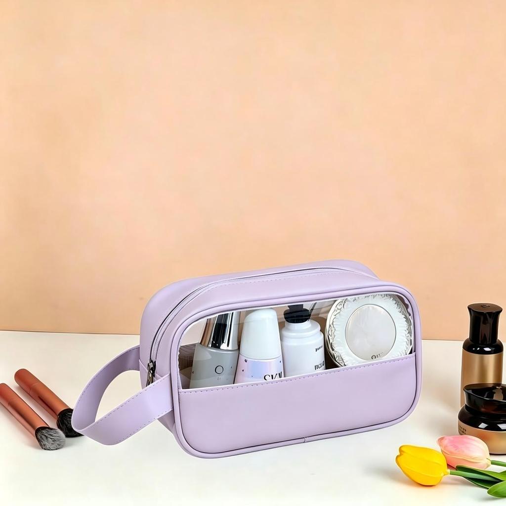 PVC Transparent Waterproof Travel Makeup and Toiletry Bag - Portable, Large Capacity Storage