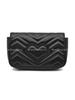 Gucci Gg Marmont Gold Retro Double G Logo With Key Ring V-Shaped Stitched Leather And Cowhide Single Shoulder Messenger Bag Ultra-Mini Women'S Black