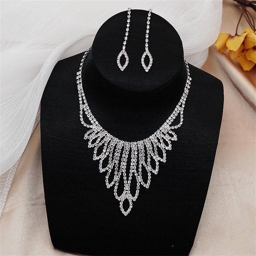 New Style Fashion Exquisite Jewelry Sets For Women Bride Wedding Party Accessories Cubic Zircon Stud Earrings & Necklace Gift