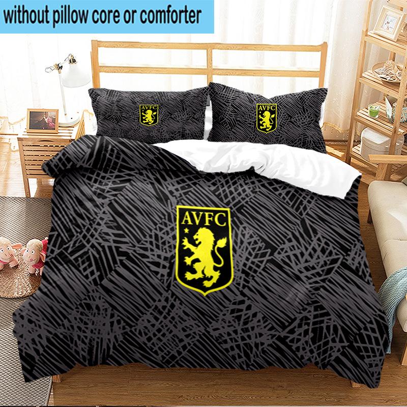 Aston Villa Crest Design 3PCS Print Bedding Set, Includes A Duvet Cover and Two Pillowcases for Bedroom, Dormitory, Suitable for All Seasons