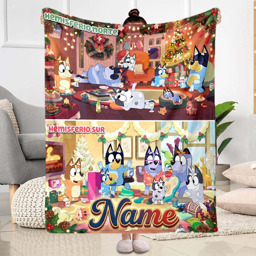 Christmas Village Lights Customize Your Name Blanket Gift Customizable Blanket Soft & Cozy Throw For Bed Picnics Seaside Office Chair All-Season Use