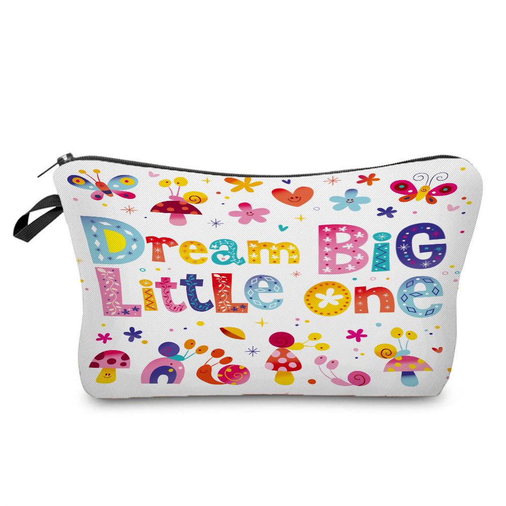 Women Cartoon English Alphabet Print Cosmetic Bag Toiletries Organize Travel Storage Case 6707 KTB