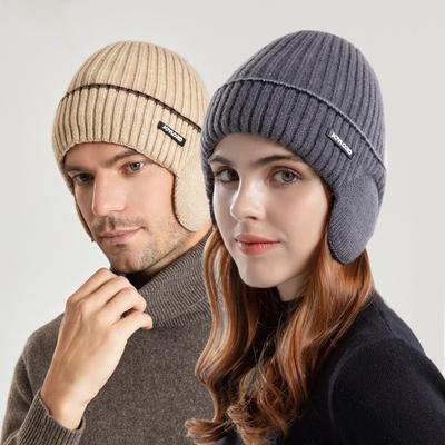 Warm Knit Cap with Earmuffs Ear Protector Cap Fashion Pullover Cap  Unisex