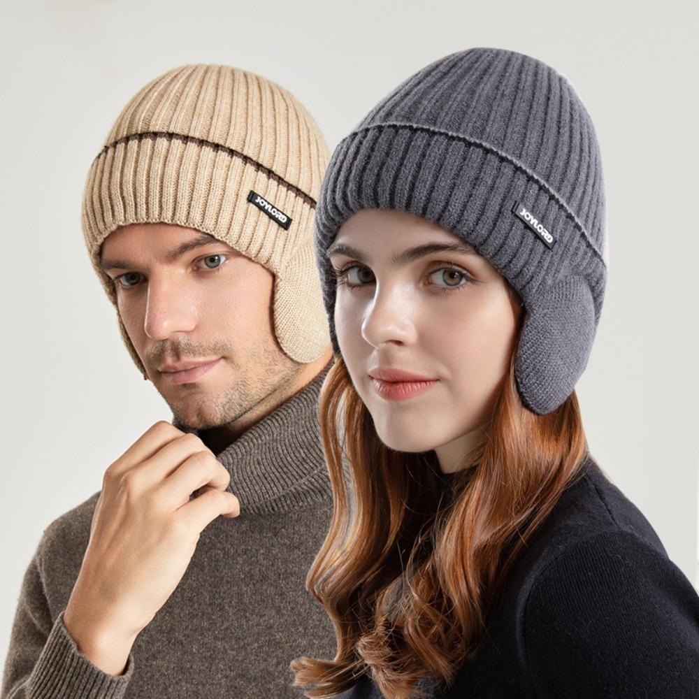 Thickened Knit Cap with Earmuffs Beanie Hat New Knitted Hat  Unisex