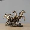 Copper Horse Statue Resin Crafts Desk Decoration Ornaments Steed Sculpture Artwork Horse Herd Furnishings Vintage Home Decor
