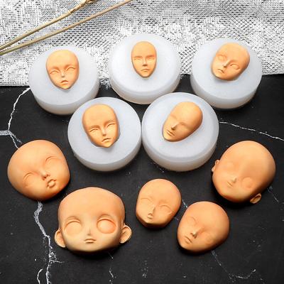 Stampi in Silicone per Faccia di Bambino 3D Stampo Facciale Umano Accessori Modificati per Bambole Fai da Te Testa in Argilla Polimerica Sculpey Decorazione Torta Strumenti Fatti a Mano
