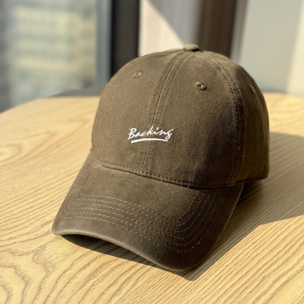 Korean-style soft-top casual baseball cap for women, simple letter-print curved brim hat, street fashion trendy accessory, sun protection