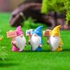 12Pcs Mini Holding Sign Gnome Figurine Tiny Faceless Dwarf Resin Statue Miniature Elf Ornament Fairy Garden Decoration