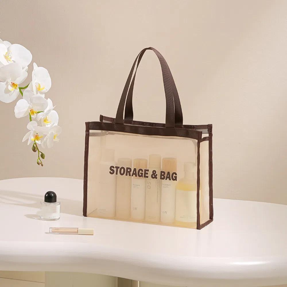 Swim Makeup Wash Bag Mesh Toiletry Storage Bag New Hollow Tote Bag  Handbag