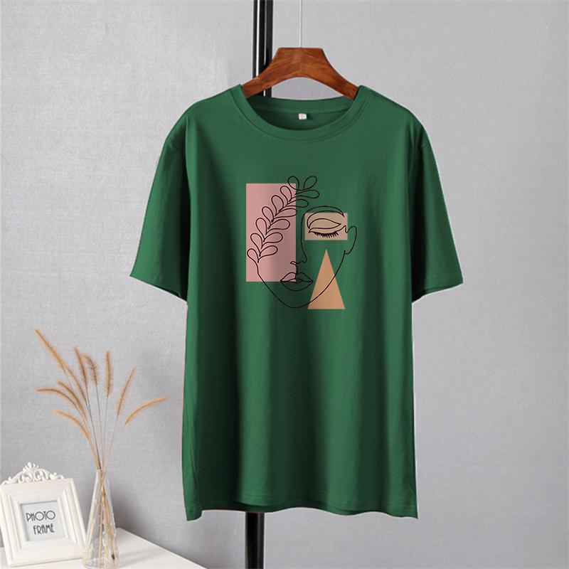Shellsuning-Camiseta con estampado estético de gran tamaño para mujer, ropa de calle sencilla de manga corta a la moda, camisetas suaves, Tops artísticos básicos de algodón 100% para mujer