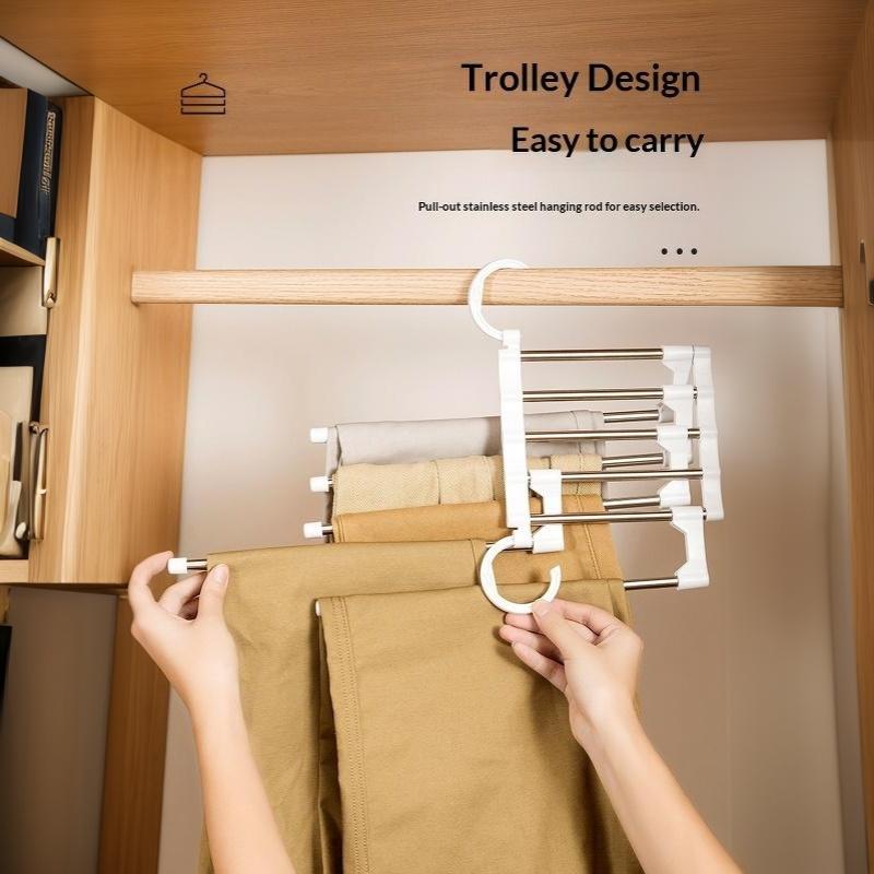Adjustable Multiple Fold Pants Hangers Pants Rack Hangers For Pants Clothes Organizer Hangers Save Wardrobe Space Bedroom Closet