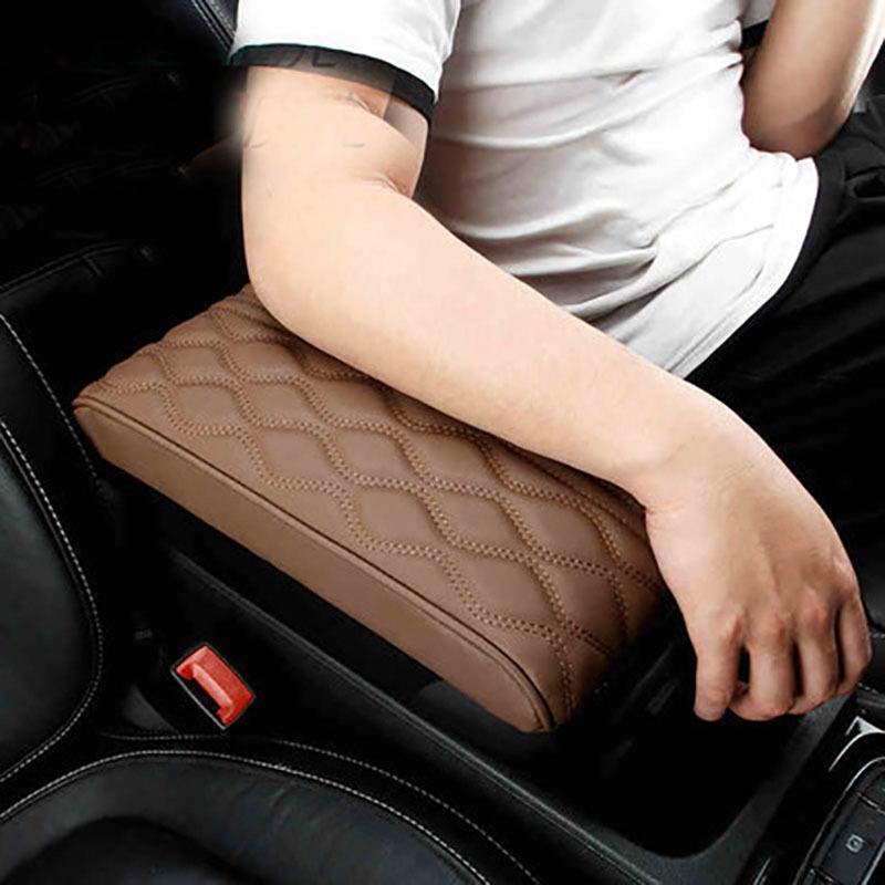 PU Leather Car Armrest Pad Cover Universal Center Console Wave Embroider Auto Seat Box Protection Cushion Hand Supports