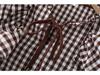 Plaid Women's Winter Casual Fashion Round Neck Long Sleeve Top with Ruffle Layers