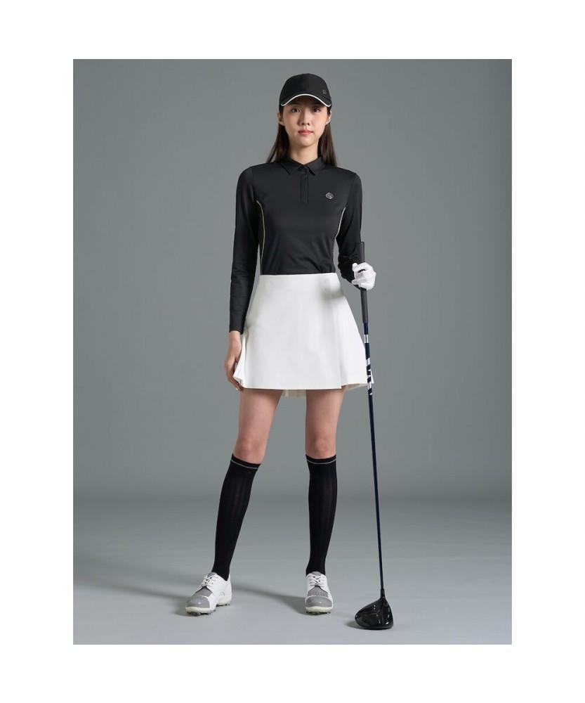 BEANPOLE GOLF [B_Under] Women'S Texture Mix Collar Long Sleeve T-Shirt Black