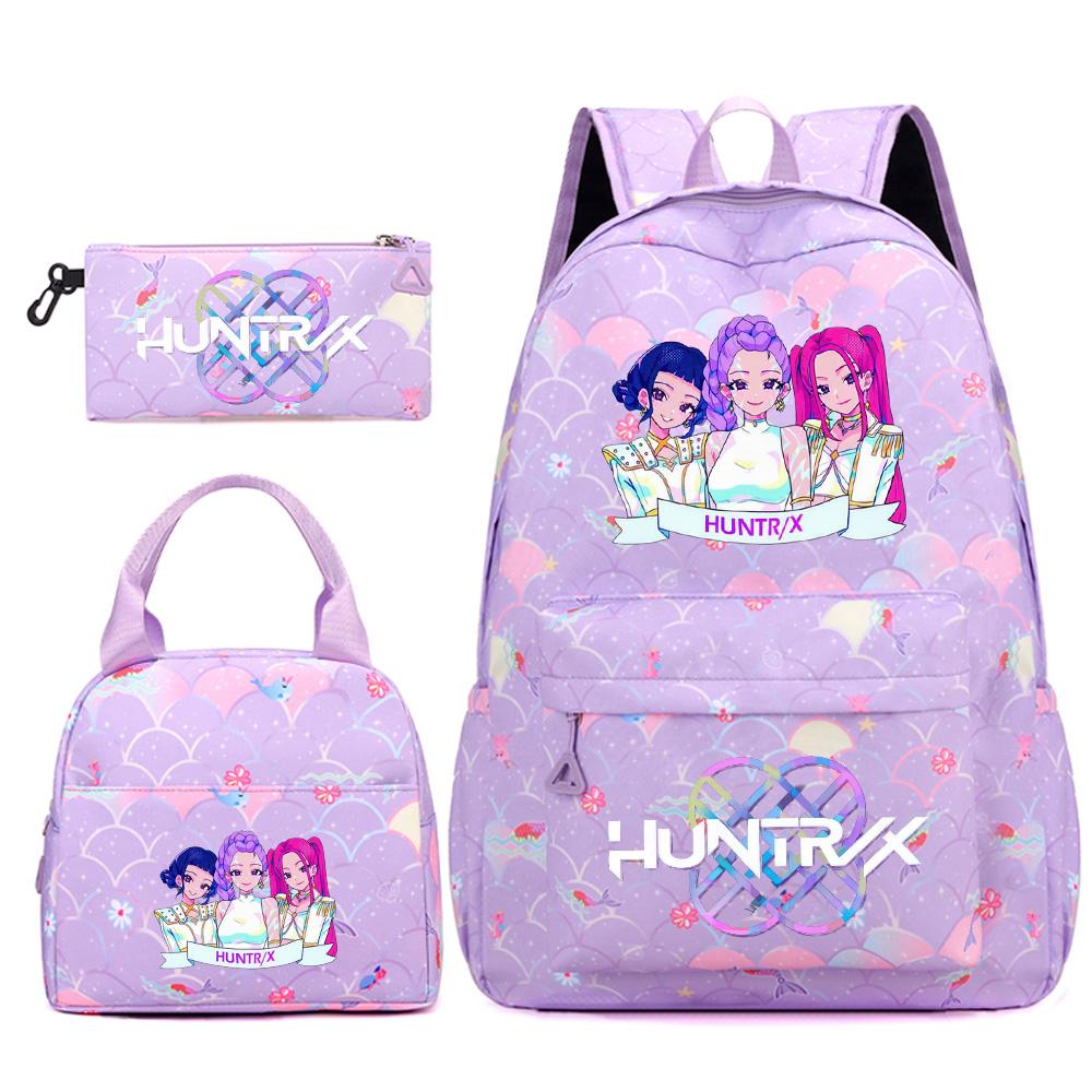 3Pcs/set Cute Kpop Printed Backpack Handbag Pencil Case for Teenger Student Girl Boy Schoolbag Kid Bookbag Large Capacity Travel Bag Gift Mochila
