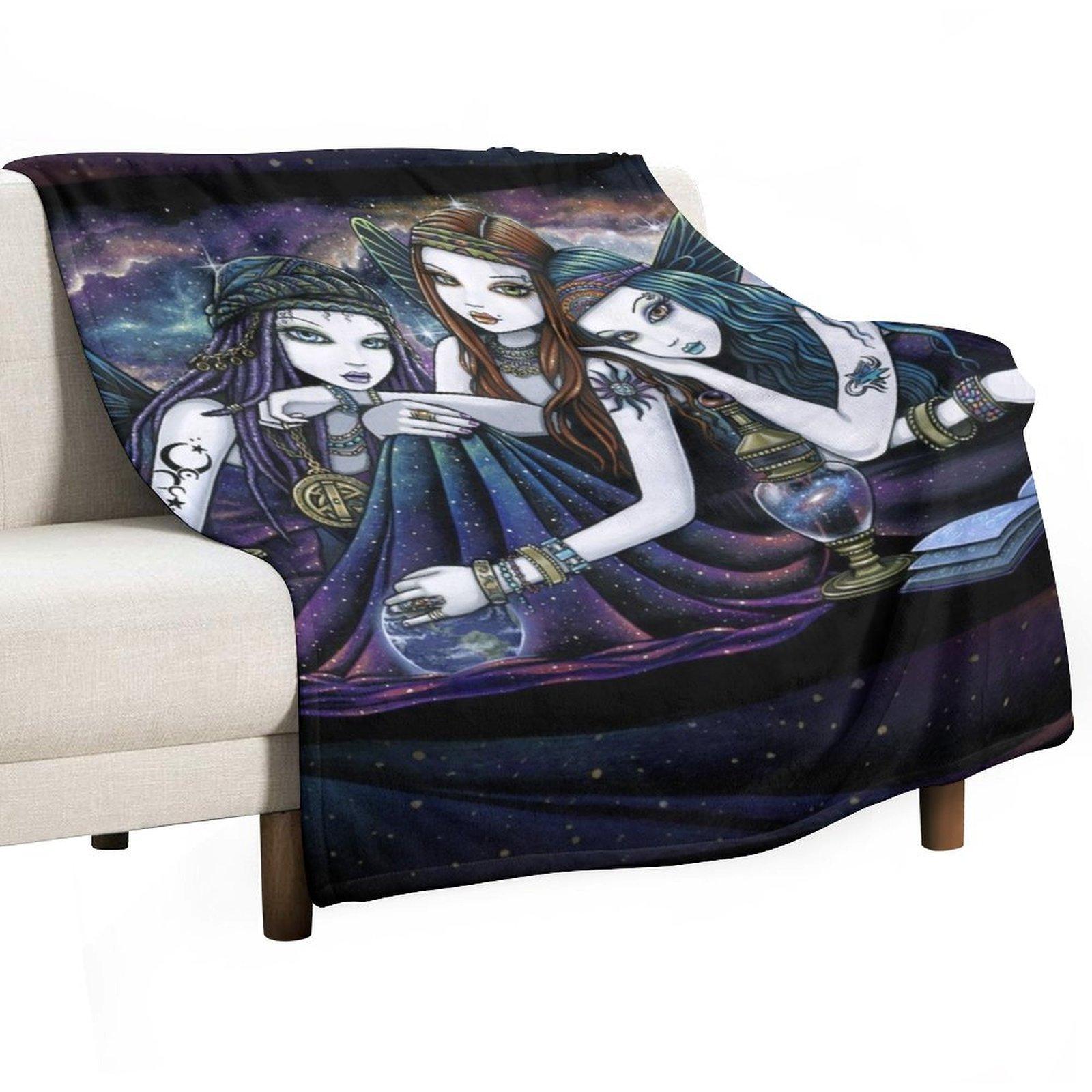 

The Seraphina Bohemian Celestial Sisters Nebula Fairies Throw Blanket cosplay anime Plush valentine gift ideas Large Blankets 30x40in