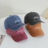 Original Korean Version of Old Multi-row Letter Embroidered Baseball Hat for Women Soft Top Baseball Hat Japanese Retro Sun Hat